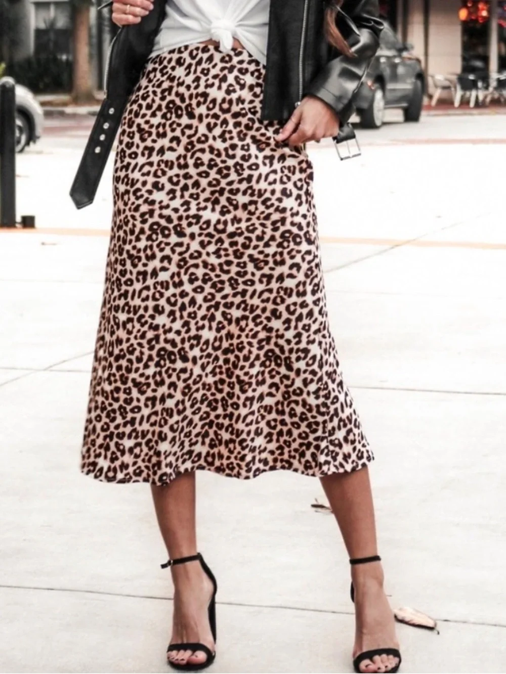 J. Crew Gwyneth Satin Slip Leopard Print Midi Skirt